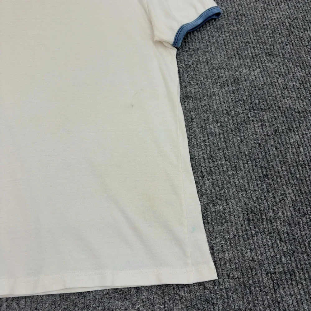 Polo Ralph Lauren T Shirt Mens M Cream Cotton Ringer Pony Logo Casual Style